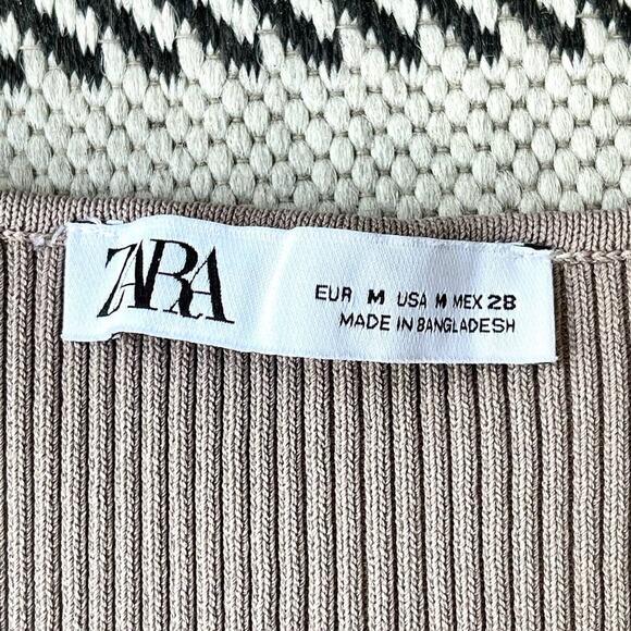 ☘️ Zara Taupe Ribbed Knit viscose Top - size Medium - Picture 4 of 10